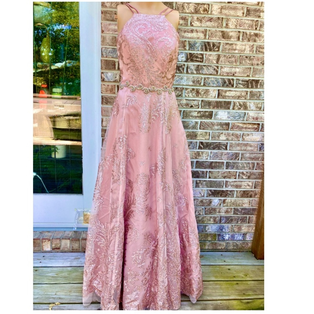 Pink Glittery Cinderella Ballgown Prom Dress